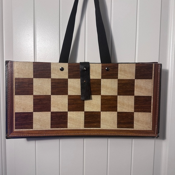 Chess Board Tote Bag with Black Straps - Picture 3 of 5